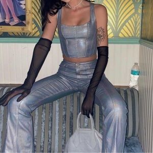 I. AM. GIA metallic flare pants size large